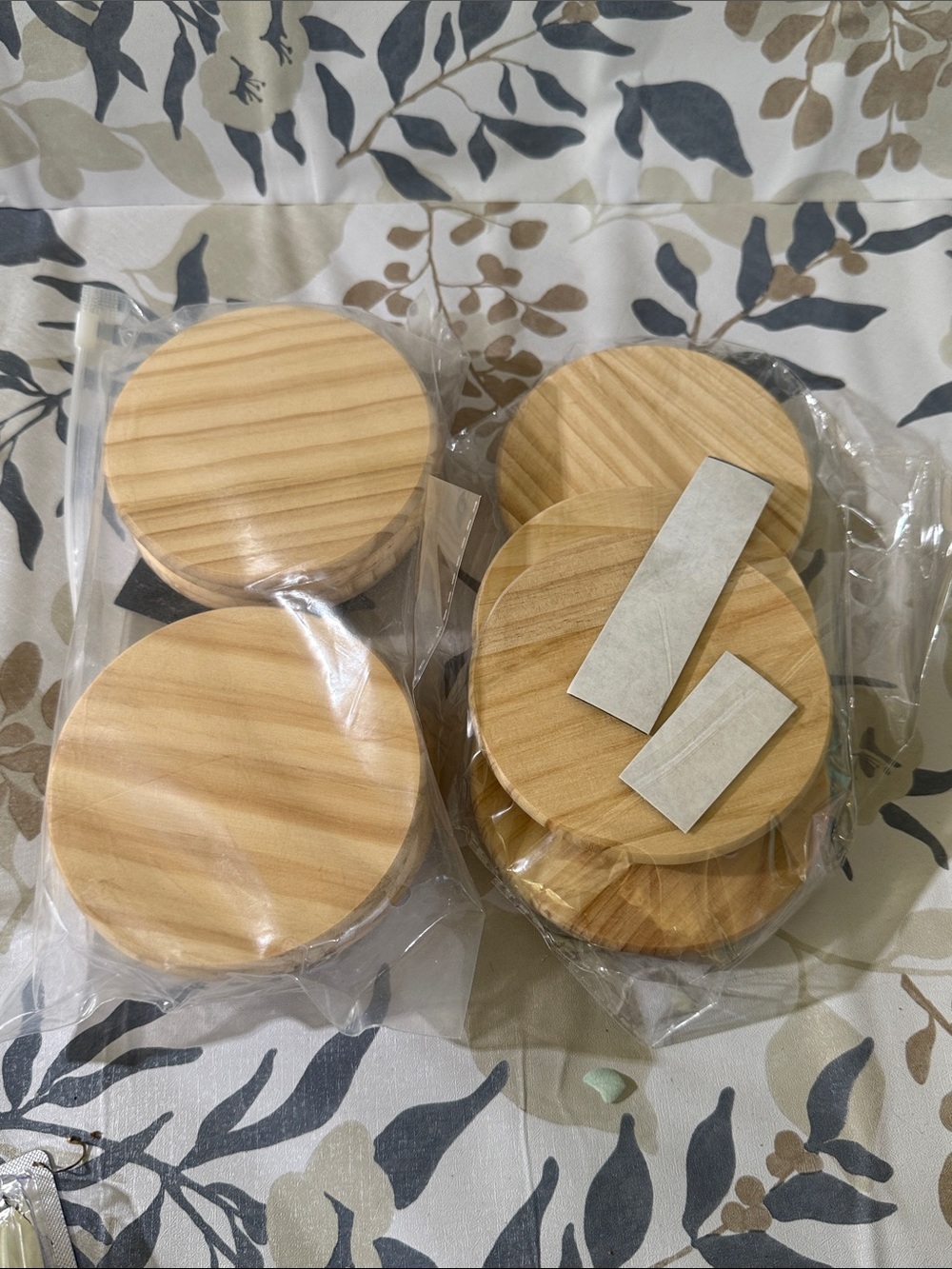 NWT Natural Wood Round Coasters - Set of 16